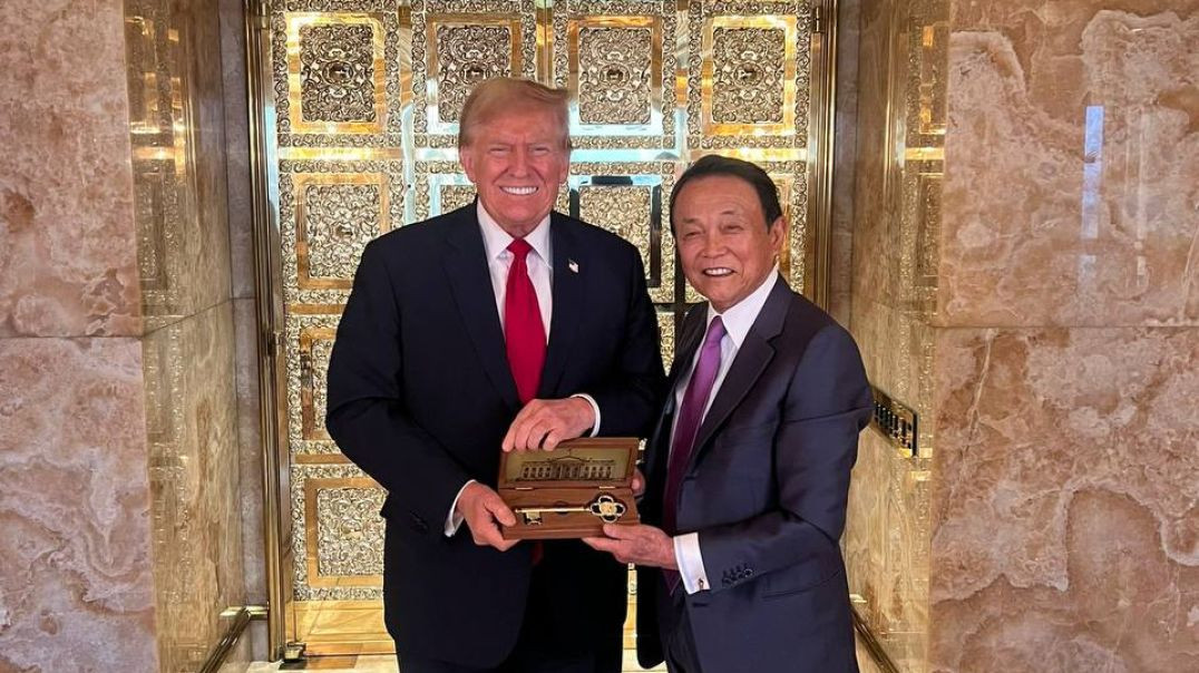 President Donald Trump met tonight in New York with Taro Aso, former Japanese Prime Minister and cur