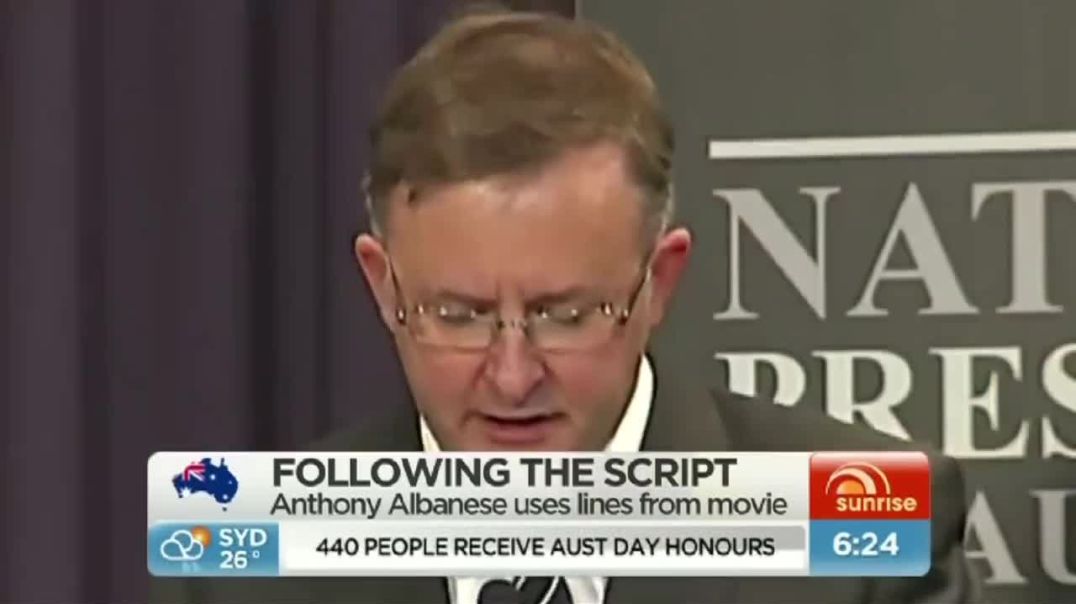 ⁣Anthony Albanese caught plagiarizing lines from the movie, American President