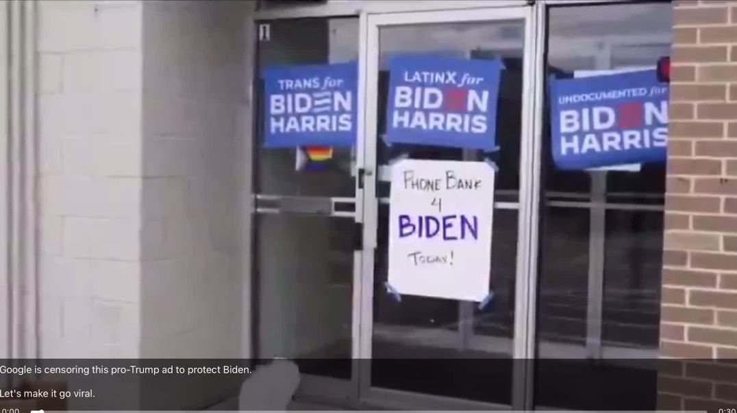 ⁣Google is censoring this pro-Trump ad to protect Biden.     Let's make it go viral.